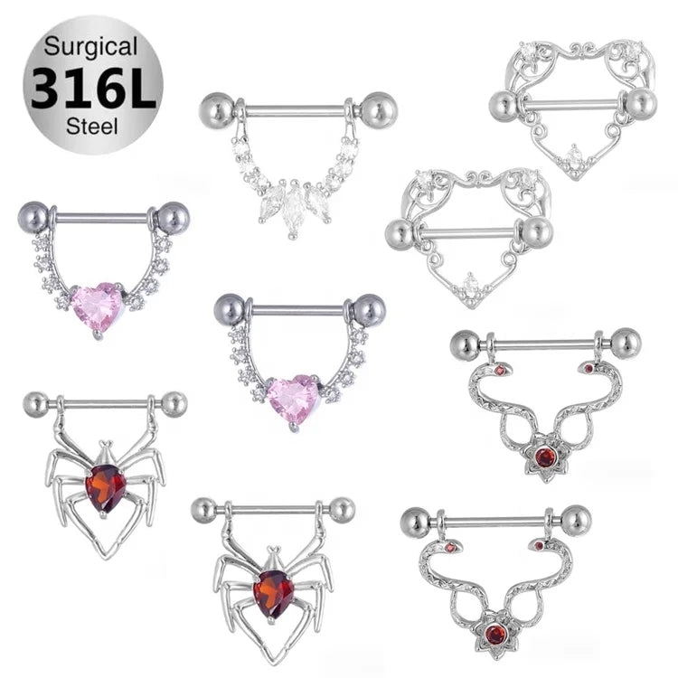 Gaby Surgical Steel Gothic Nipple Rings Piercing Sexy Breast Milk Accessories Wholesale Jewelry for Women