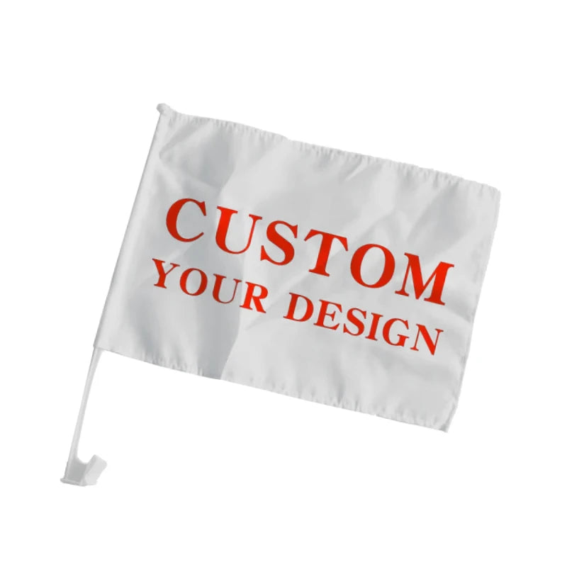 AOZHAN Customized Custom Window Flag Heavy Duty Distinctive Blank Dye Sublimation Window Mini Car Flags With Pole Plastic