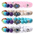 Hamsa Hand Blue Eye  Beaded Bracelet - Natural Stone Chakra Healing Jewelry for Women & Men Crystal Bracelet