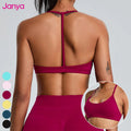 Janya Wholesale New Sportswear Women's Sexy T-Back Workout Custom Logo Gym Fitness Top Quick Dry Seamless Yoga Sports Bra Adults