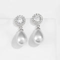 SLBRIDAL Ins Style Fashion CZ Crystal Pearls Girls Drop Earrings Trendy Cubic Zircon Women Earrings Bridal Wedding Drop Earrings