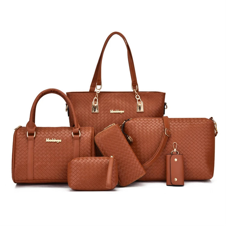 New Ladies Beauty Shoulder Women 6 Piece Large Handbag Sets Fashion Hand Bags