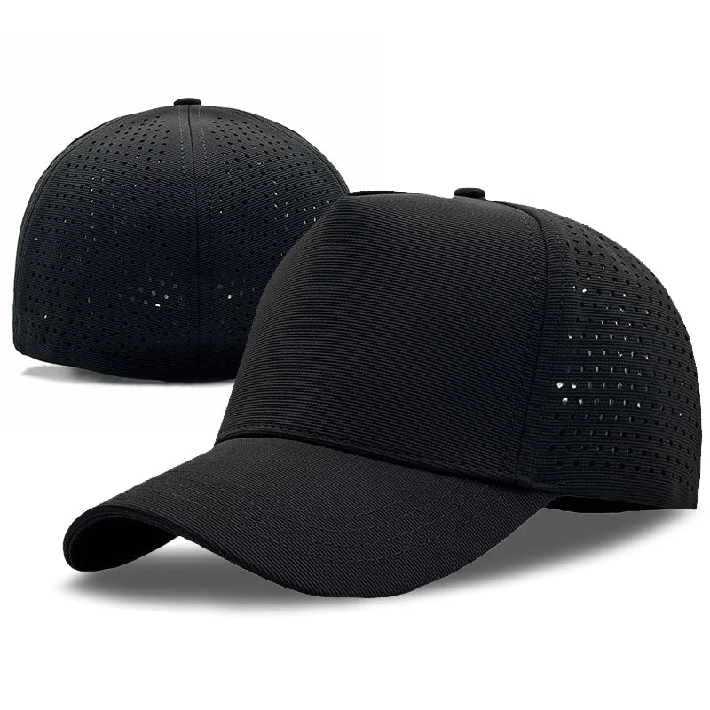 Custom 5 Panel 100% Polyester Embroidered Logo Gorras Sport Quick Dry Flex Fit Breathable Net Fitted Curved Brim Closed Back