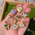 European American 18K Gold Color High Fashion Cross-Border New Heart Butterfly Pendant DIY Oil Painting Colorful Series Necklace