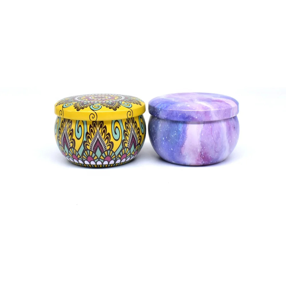 Free Sample Colored Tinplate Tea Canister 2.2oz Candle Tin Cans 4.4oz Metal Tin Box Packaging Storage