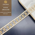 Embroidered Gold Water Soluble Lace Trim with Hollowed Flowers and Sequins for Children's Dresses and Bag Decorations