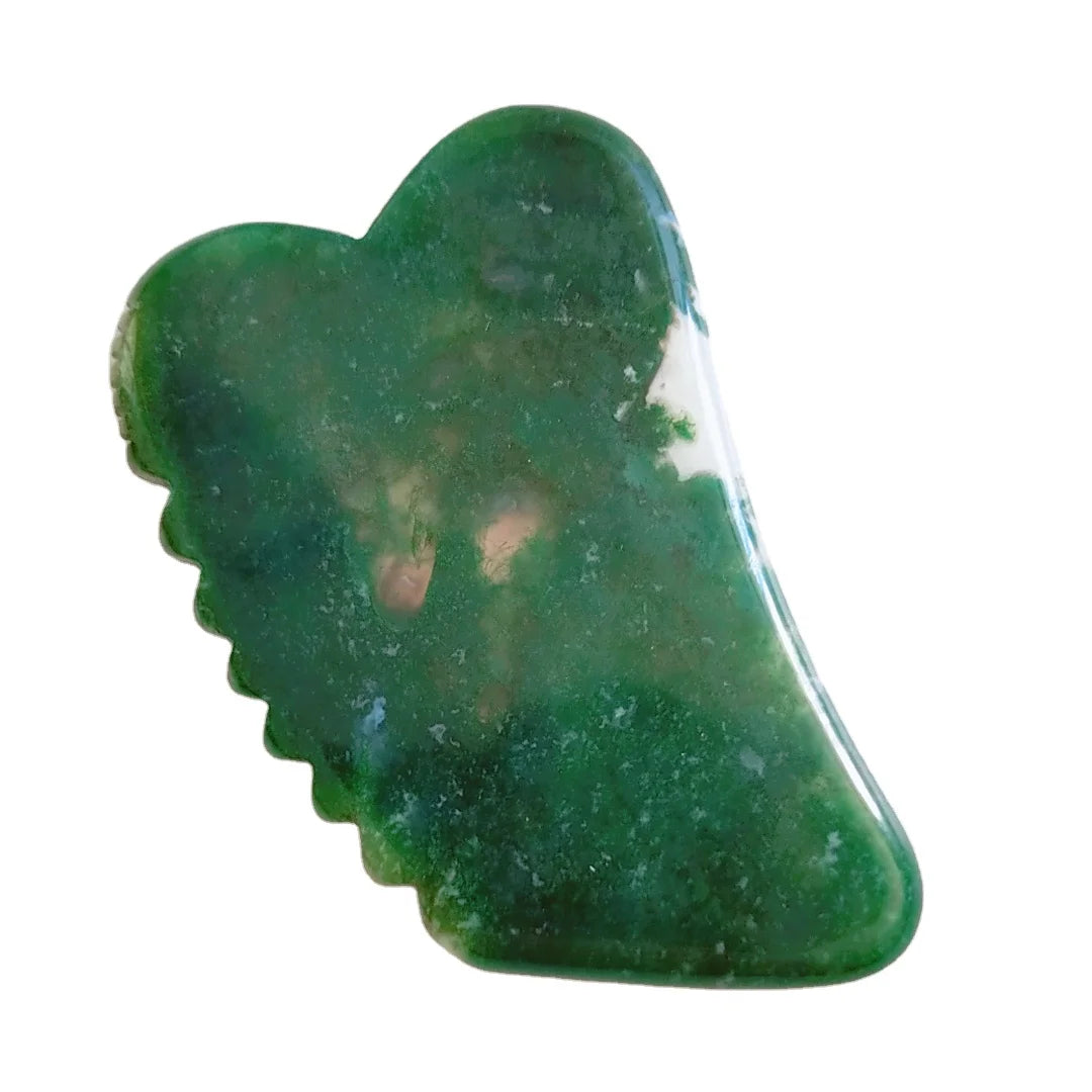 HY Wholesale Moss Agate Stone Jagged square Shape Massager Gua Sha Tool for Eye Face Beauty Spa Relaxing Massage Stone MegaBDM