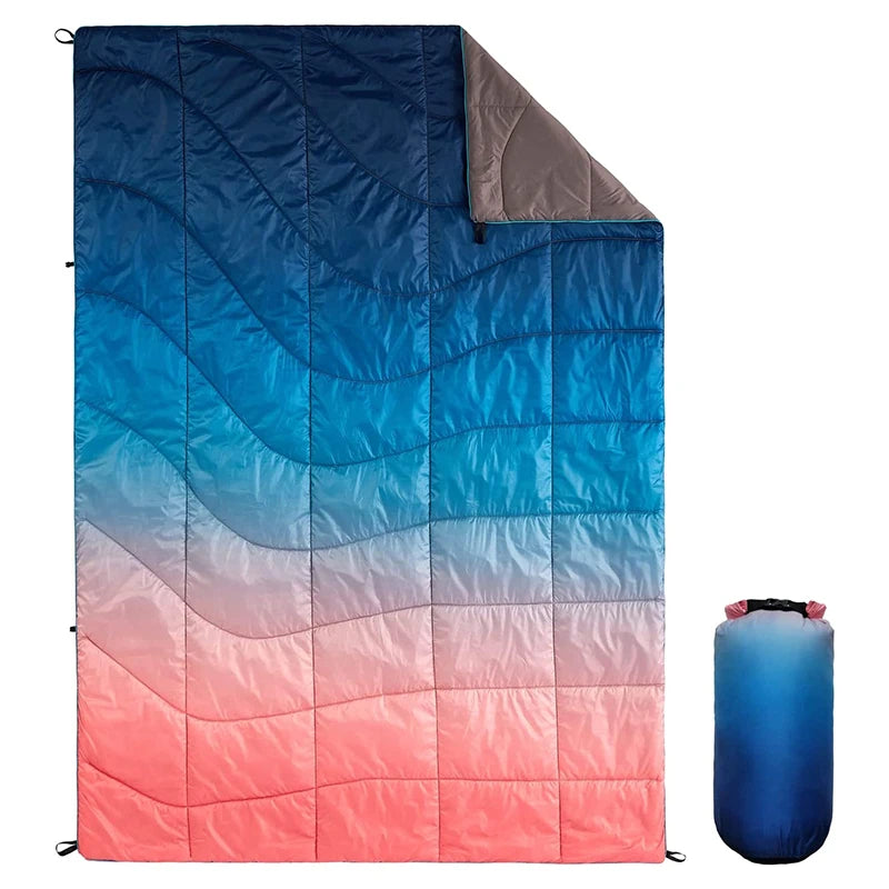 Outdoor Travel Blanket Water-Repellent Portable Warm Quilt for Picnic Beach Trips Hiking Backpacking Fiery Ridge Fade