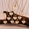 Initial Letter Pendant Necklace Shell Heart Jewelry Gold Plated Arabic Letter Necklace Stainless Steel Jewelry