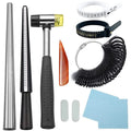 US & UK Mandrel Sets with Half Measuring Ring Sizer Metal Ring Adjustment Stick & Hammer for Ring Making & Polishing Tool Set