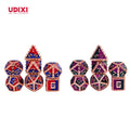 For Udixi Customizable Logo Dungeons Dragons RPG Set Polyhedral Metal Cube Dice with Colored Rivet Packaged in Metal Box