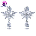 Women's Trendy 925 Silver White Cubic Zirconia Stud Earrings New Platinum Plated Diamond Design