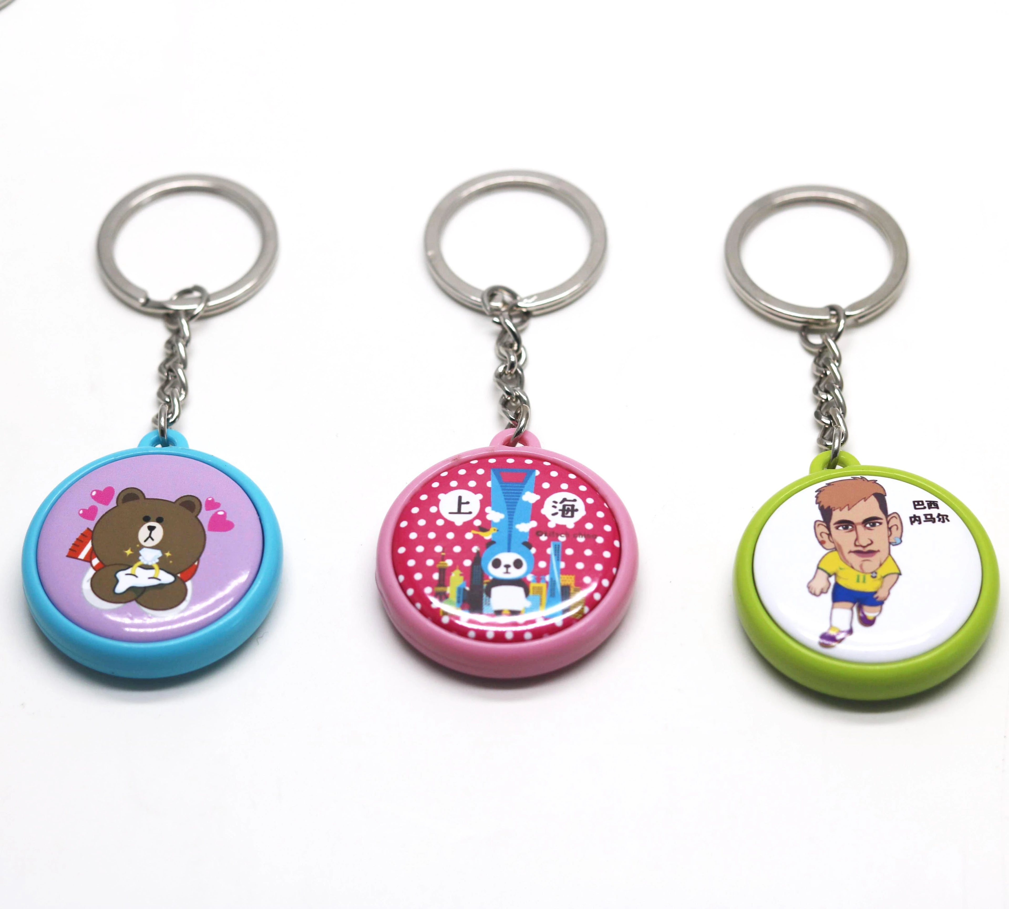 25/32/37mm Colored Button Badge Keychain Double Sided DIY Button Key Chain Material for Home Decoration