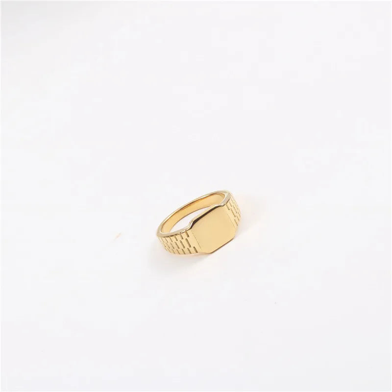 Trendy New Stylish Women Fashion Design Stainless Steel Big Watch Chain Signet Ring