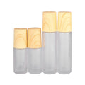 Wood Bamboo Top 5ml 10ml Sample Roll on Ball Frosted Clear Glass Roller Bottle for Essential Oil With Box