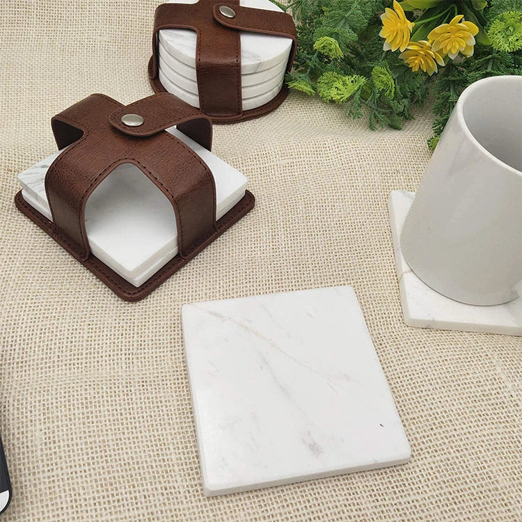Eco-Friendly Creative 100% Natural White Marble Wholesale Blank Turkish Coasters Design