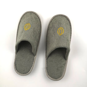 Grey Terry Slipper With Embroidery logo for Hotel Use