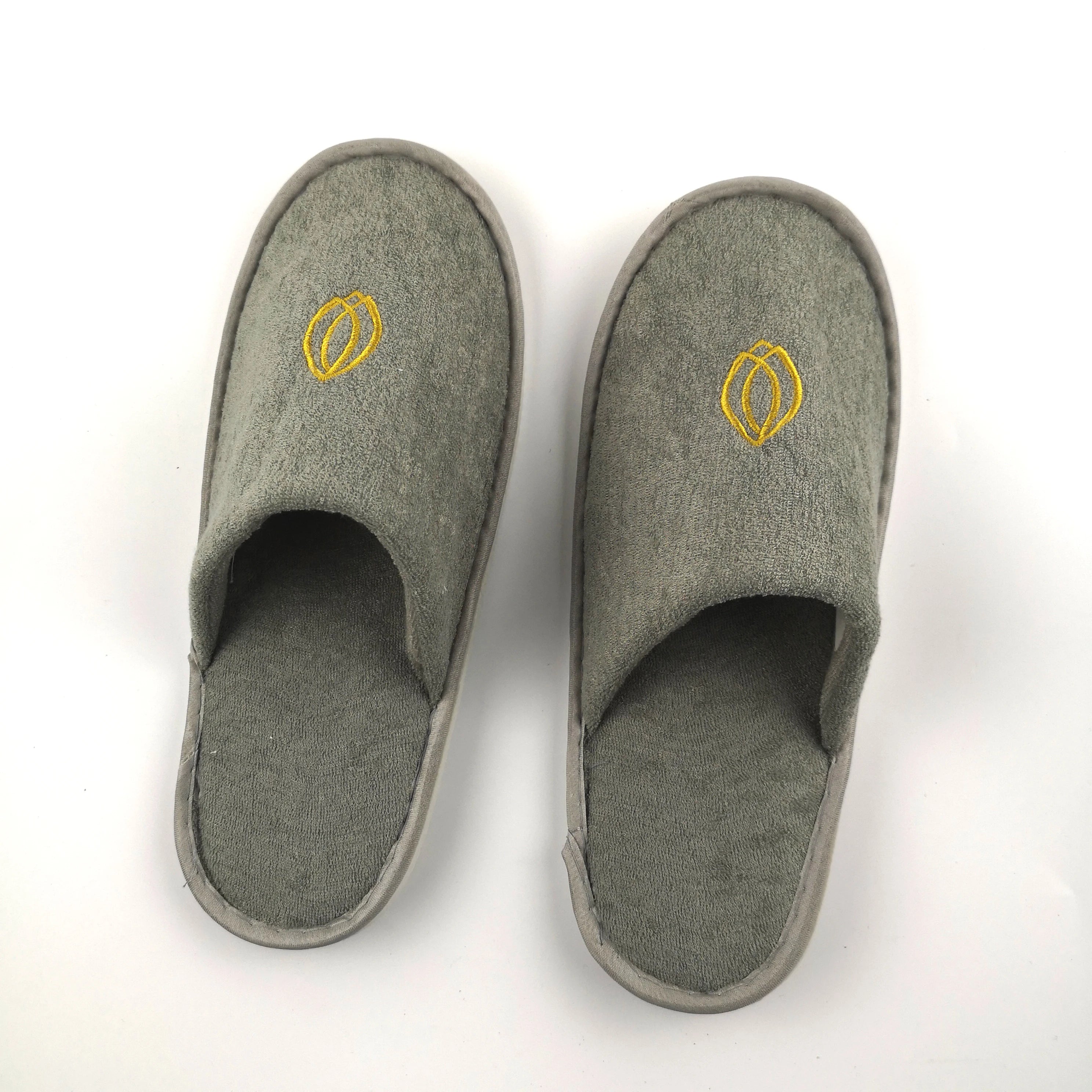 Grey Terry Slipper With Embroidery logo for Hotel Use