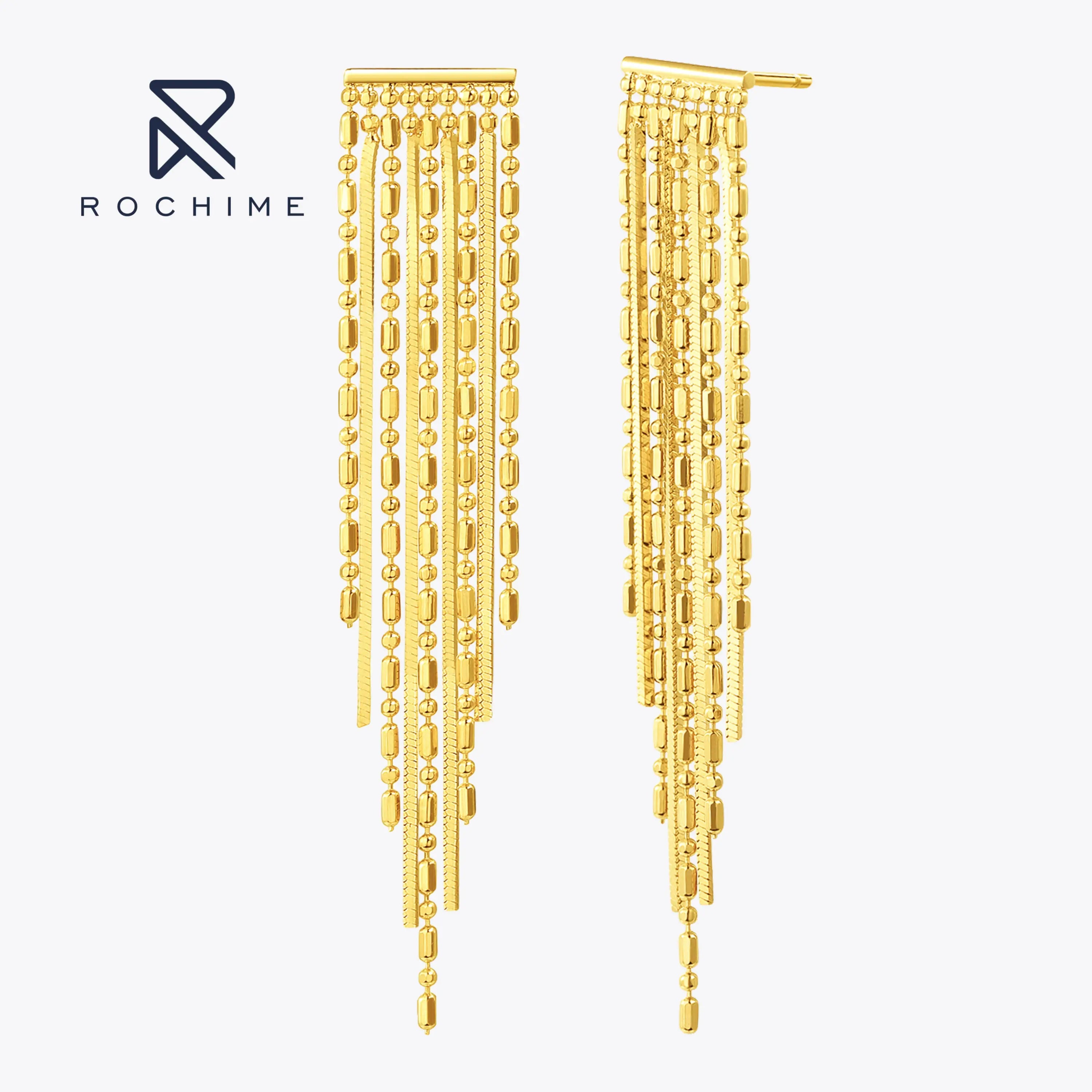 Rochime Tassel Snake Bone Chain Long Earrings 925 Sterling Silver Gold Plated Jewelry for Women