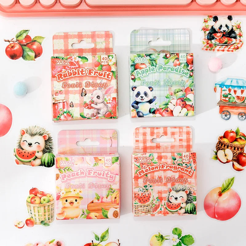40pcs/box Fruitful Diary Cute Cartoon Handbook Stickers Children's Stickers Advanced Sense Handbook Stickers