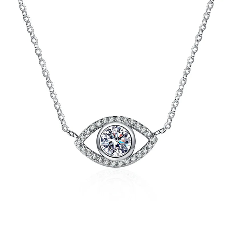 Merryshine Trendy 925 Sterling Silver Clavicle Chain With Diamond Moissanite-Border Angel Eyes Necklace Mosan Diamond Jewelry