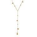 18K Gold Plated Women's Stylish Pendant Necklace Long Tassel Bead Fashionable Geometric Stainless Steel Rope Chain Trendy Female