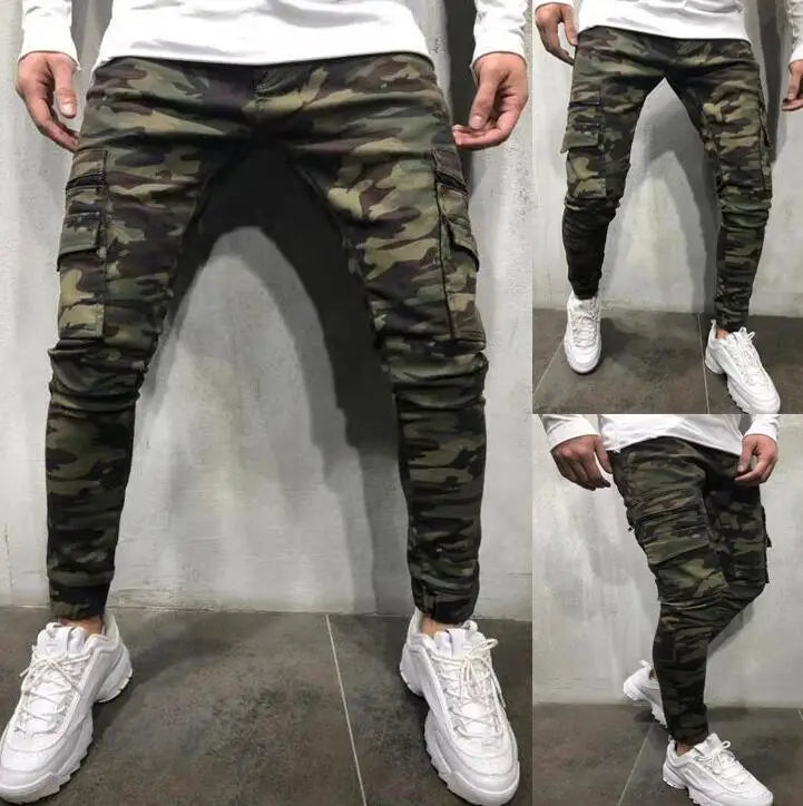 Manufacturer Casual Camo Denim Pants Camouflage Colored Cargo Pocket Jeans Men Custom Stacked Jeans