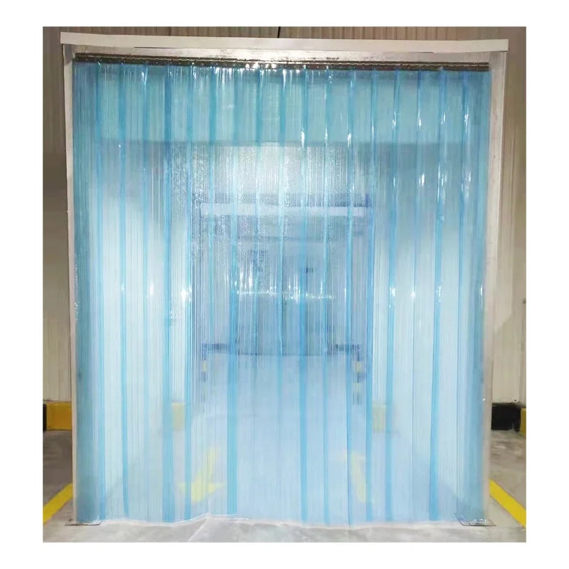 Minran Industrial Light Blue Transparent Soft Door PVC Strip Curtain Anti-Sticky Waterproof Virgin 20cm Width 2mm Thickness