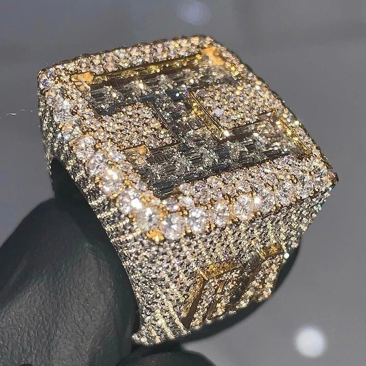 Custom Pass Tester Vvs Iced Out Baguette Letter Name Moissanite Hip Hop Jewelry Ring 925 Silver 10K 14K Gold Ring for Men Women