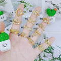 RM1497  18k Gold Plated Diamond Cubic Zirconia CZ Micro Pave Leaf Angel Wing Owl Bear Watchband Shaped Rings  for Ladies