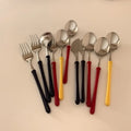 Solhui INS ABS Handle Beef Knife Fork Spoon 304 Stainless Steel Cutlery 3pcs Set