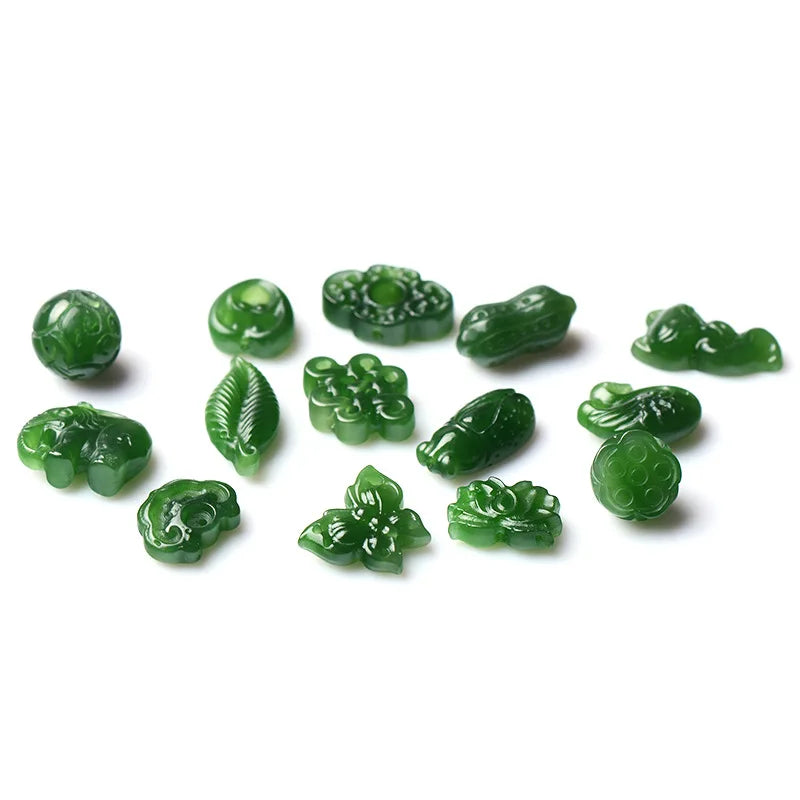 High Quality Green Jade Beads Bangle Nature Hetian Stone Jade Handmade Buttery Necklace Pendent DIY Bracelet Accessories