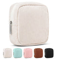 Mini Travel Cosmetic Pouch with Metal Zipper Compact Corduroy Mini Makeup Bag for Cosmetics Jewelry Cables Purse