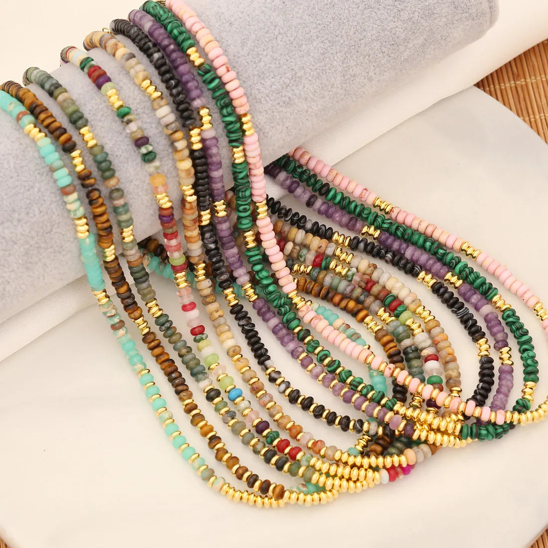 Hot Selling Cute Design 4mm Natural Stone 18K Golg Plated Choker Necklace for Girl Women N1240