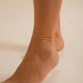 Charms Adjustable Double-layer Copper Anklet for Women Sexy Lady Summer Daily Wear Ankle Chain Fashion Jewelry Accessories Gifts
