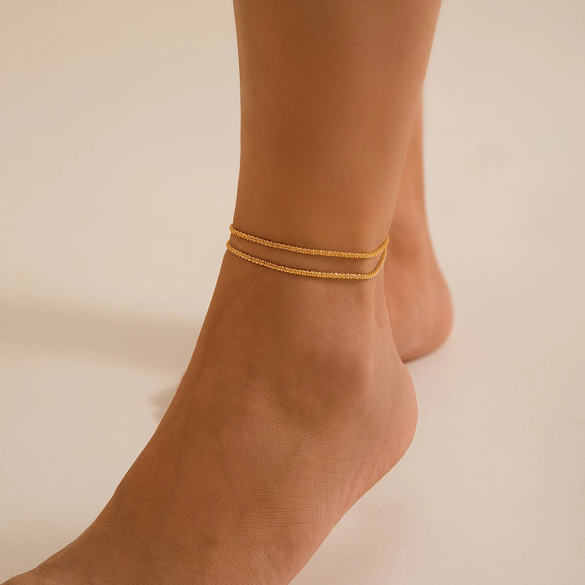 Charms Adjustable Double-layer Copper Anklet for Women Sexy Lady Summer Daily Wear Ankle Chain Fashion Jewelry Accessories Gifts