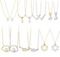 925 Sterling Silver Necklace Jewelry Women Silver Pearl Necklace 18K Gold Plated Diamond Zircon Chain Necklace Women Girl Gift