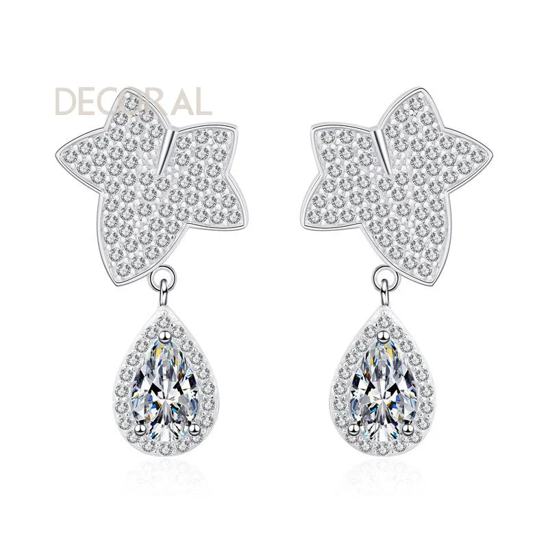 Factory Wholesale Pear Cut 925 Sterling Silver Jewelry Moissanite Hoop Earrings Luxury 2CT Sparkling Earrings for Women