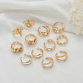 Brass Simple Design 14K Gold Plated Multi Shape Adjustable Ring