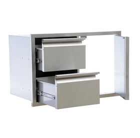 Modern Outdoor Kitchen with Stainless Steel SUS 304 BBQ Island Door Drawer Combo Wooden Plate Rack Drawer Slide Accessories