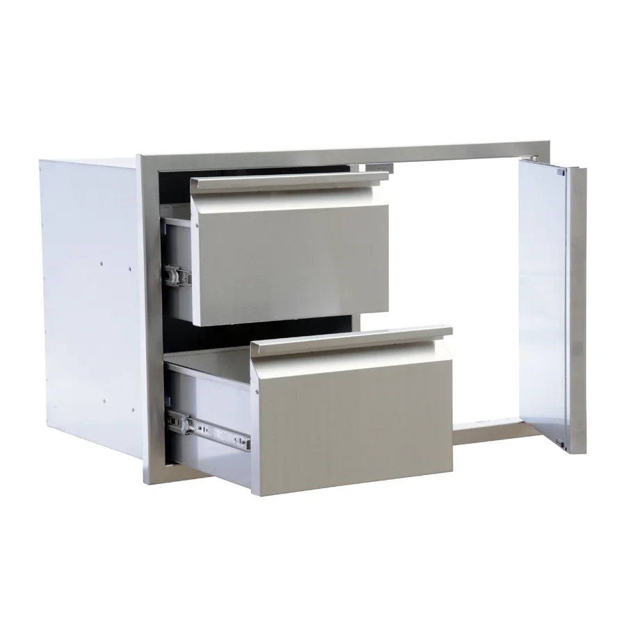 Modern Outdoor Kitchen with Stainless Steel SUS 304 BBQ Island Door Drawer Combo Wooden Plate Rack Drawer Slide Accessories