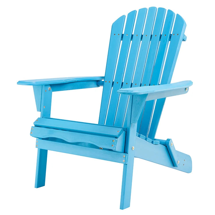 Folding Wooden Modern Adirondack Chair Set Natural White Outdoor Furniture Patio Garden Beach Yard Deck Waterproof