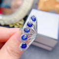 Fashion Luxury Wedding and Engagement Flower 925 Silver Natural Sapphire Jewelry Couples Finger Rings for Girls