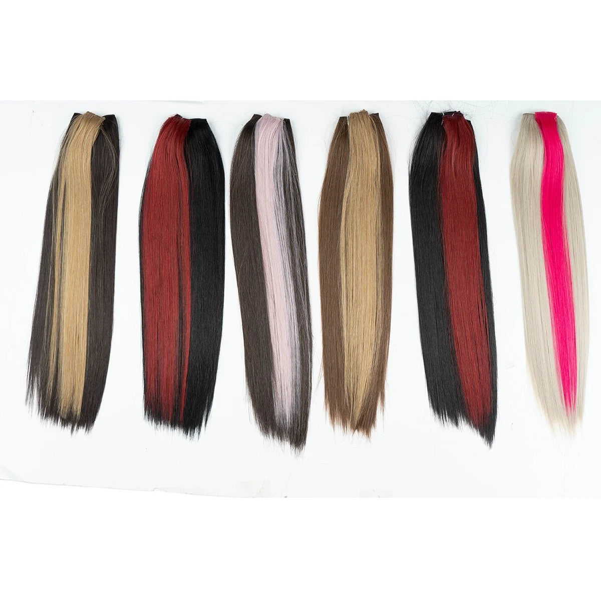 Sleek Quality Wholesale Manufacture 20-inch 3pcs High Temperature Fiber Clip Hair Bundle Straight Weave Synthetic Hair Extension