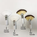 Factory Price Mini Gentle Esthetician Cleaning Cosmetic Small White Short Wooden Handle Synthetic Fiber Fan Brushes for Facial