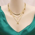 Vintage Bohemian Multi-layer Chain Choker Necklace Double Layered Waterproof Stainless Steel Heart Butterfly Pendant Necklaces