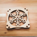 Wholesale Wooden Mechanical Coaster Eco-friendly Fidget Spinner Puzzle Floral Pattern Coffee Table Mat Engraved Design