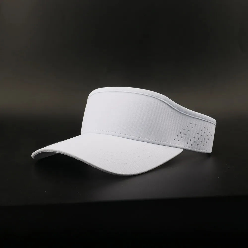 New Design Custom Logo Blank Unisex Summer Visor Hat White Golf Laser Cut Hole Adjustable Flexible Sports Caps