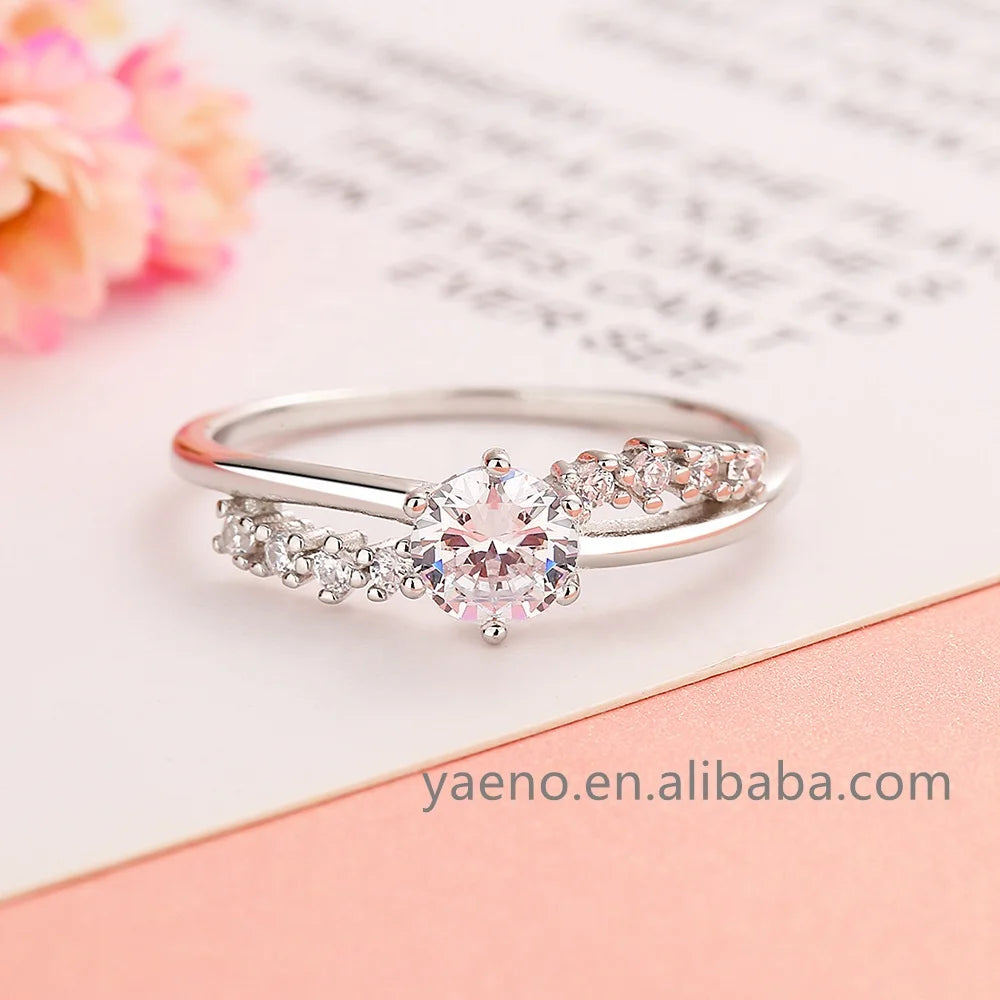 Fine Jewelry Sterling Silver Zircon Ring Luxury Sense Ladies Ring