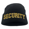 New Warm Unisex Winter Beanie Hat Breathable Waterproof 100% Acrylic 3D Embroidery Security Logo Image Black Gold Wholesale
